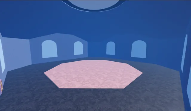 史旺房間（Swan's Room）裡面：地上有粉紅色八角形圖案。